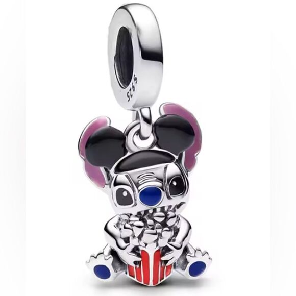 NWOT Lilo & Stitch in Mickey Mouse hat with popcorn Disney x Pandora FIT silver - Picture 10 of 10